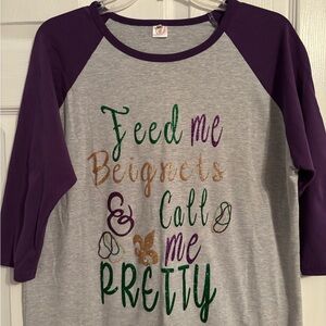 Mardi Gras 3/4 baseball type tee